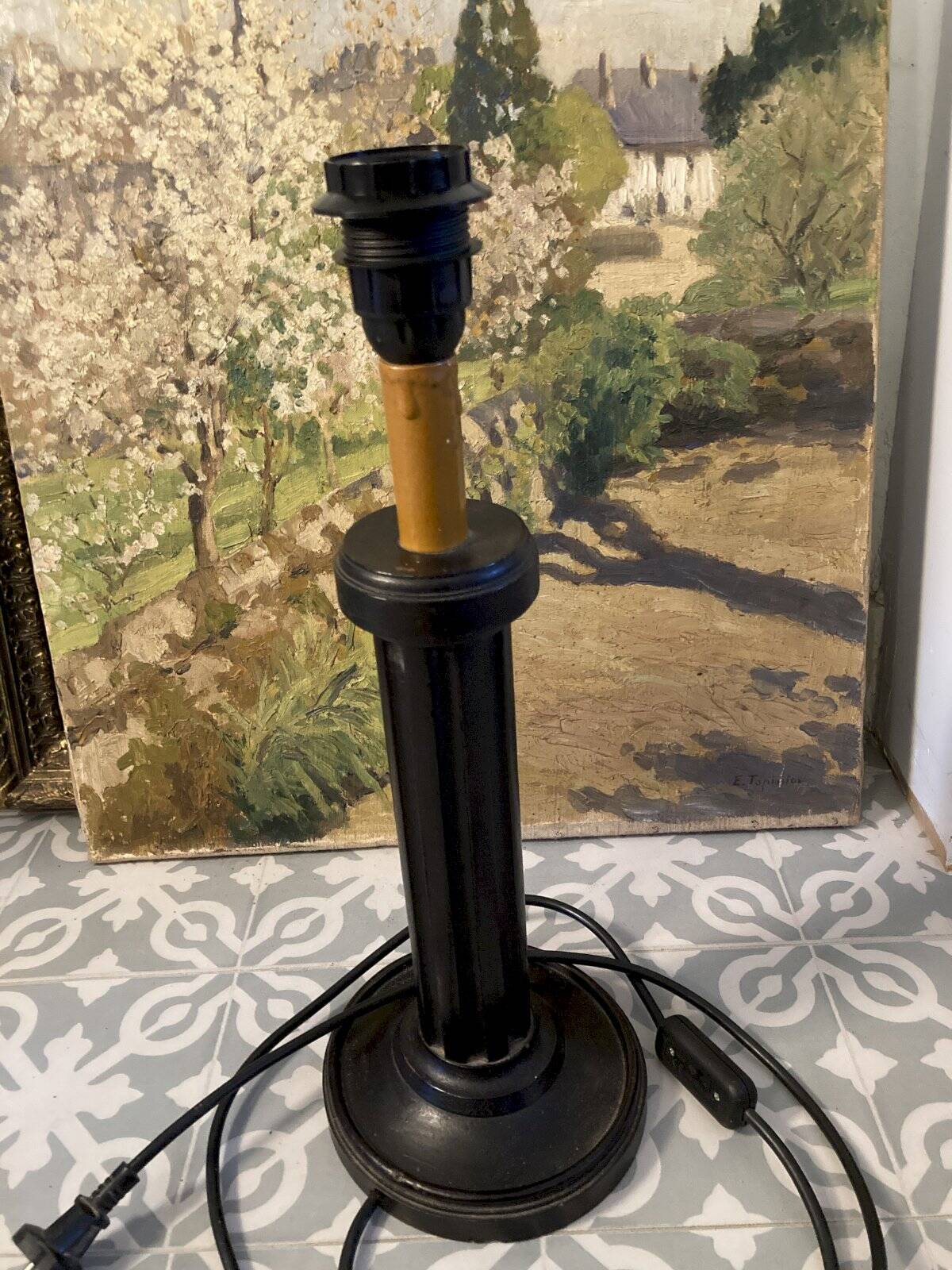 Table lamp base - Art Deco black wood