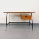 Pierre Paulin vintage modernist desk in oak wood and black metal