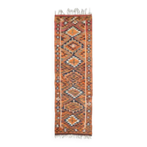 1970s Vintage Turkish Hand-Knotted Wool Cotton Orange Runner Rug 104x338