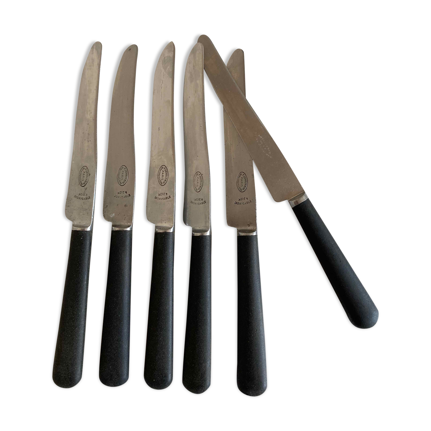 Set of 6 dehillerin brewery 1900 in ebony and steel