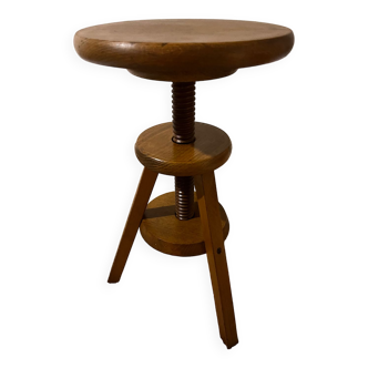 Tabouret pivotant en bois année 80