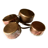 set of 4 copper saucepans