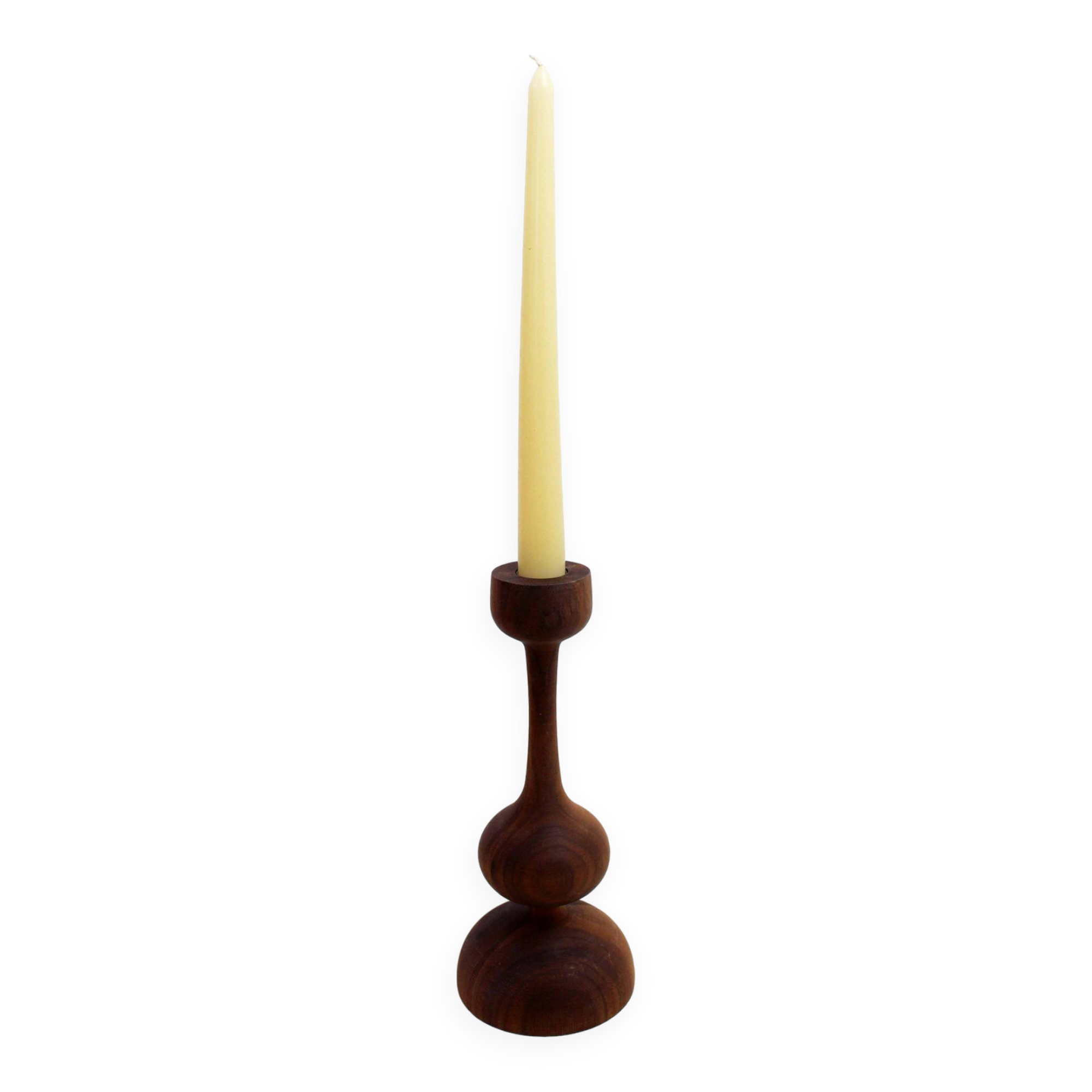 Scandinavian teak candle holder