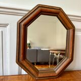 Octagonal wooden mirror