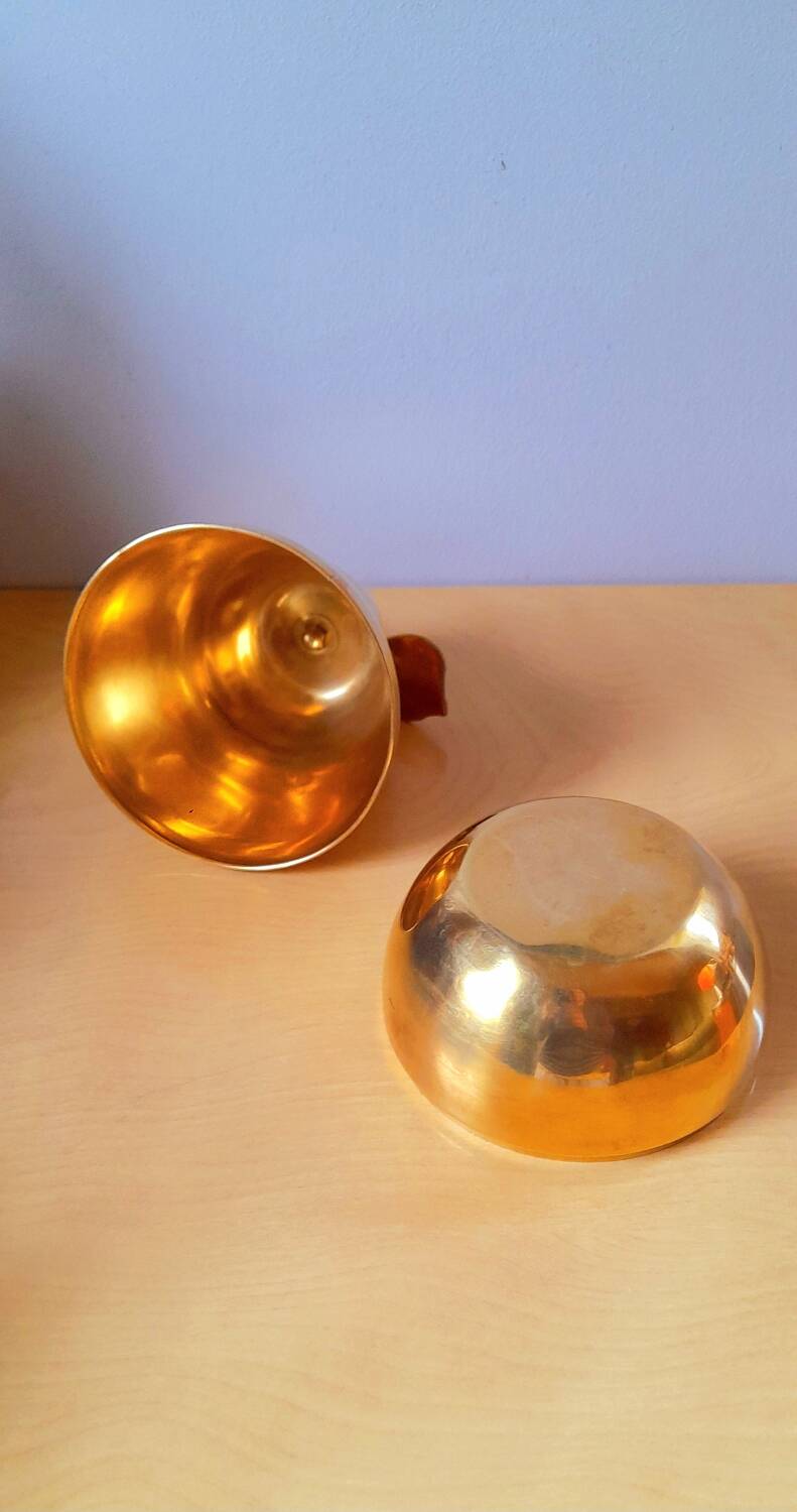Apple and pear brass boxes from the 70s