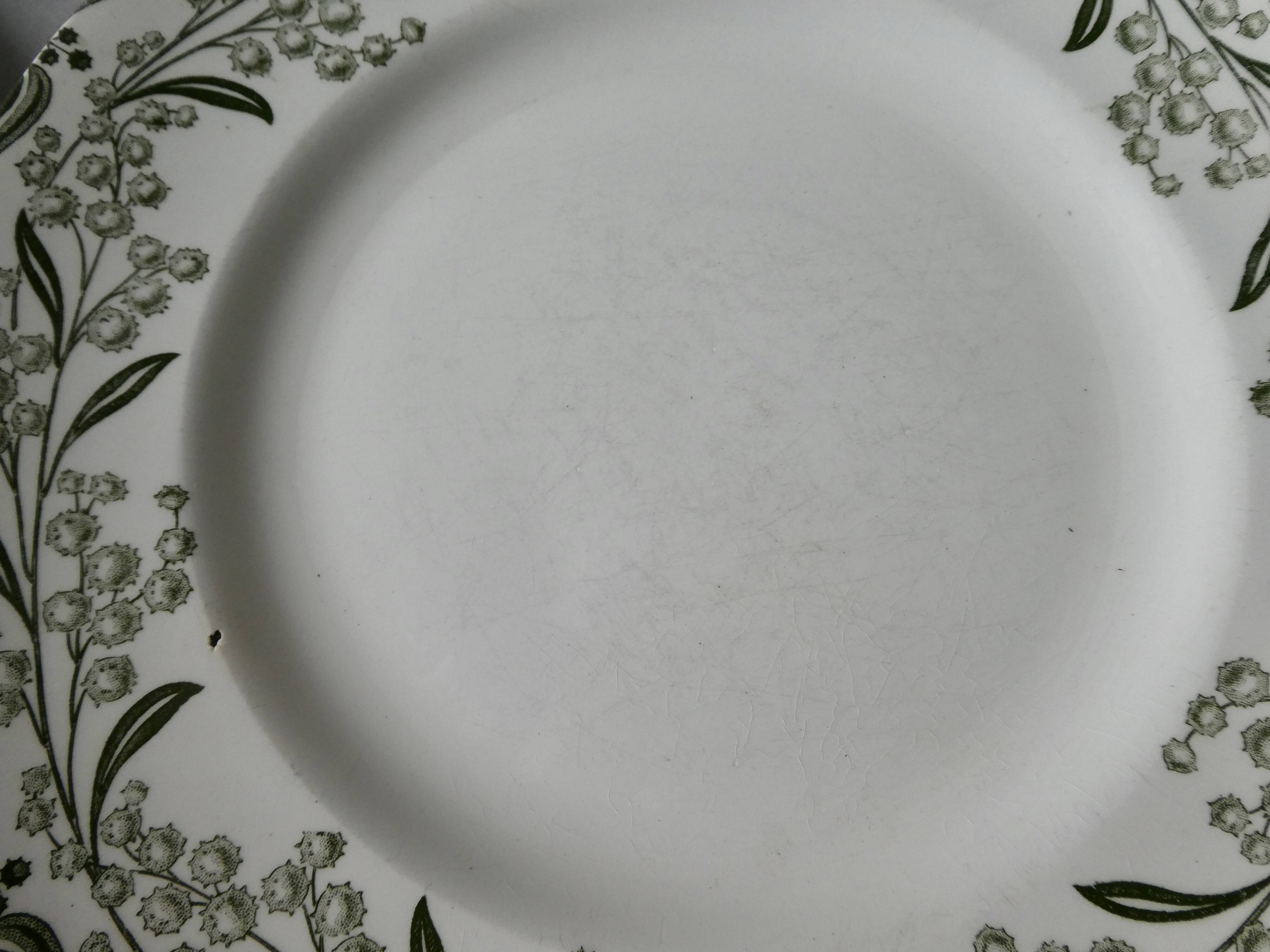 4 assiettes plates Terre de Fer Saint Amand, décor mimosas