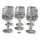 6 printed stem glasses for port/digestif in good condition.