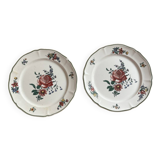 2 assiettes plates Villeroy et Boch décor de fleurs