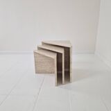 Set of 3 Italian Travertine Nesting or Side Tables, 1980s