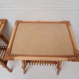 Paire de chevets en rotin vintage