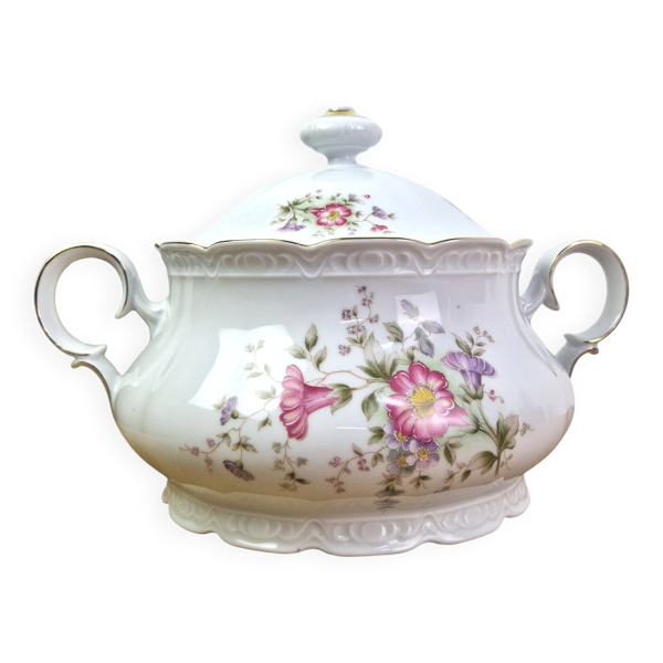 Soupière vintage Mitterteich Bavaria en porcelaine à décor floral