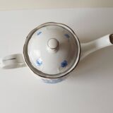 Blue floral teapot in fine bohemian porcelain signed TK Thun