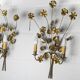 Pair of double flower bouquet sconces in brass 1960