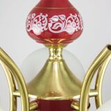 Mid-Century Italian Brass, Opaline & Ceramic Chandelier