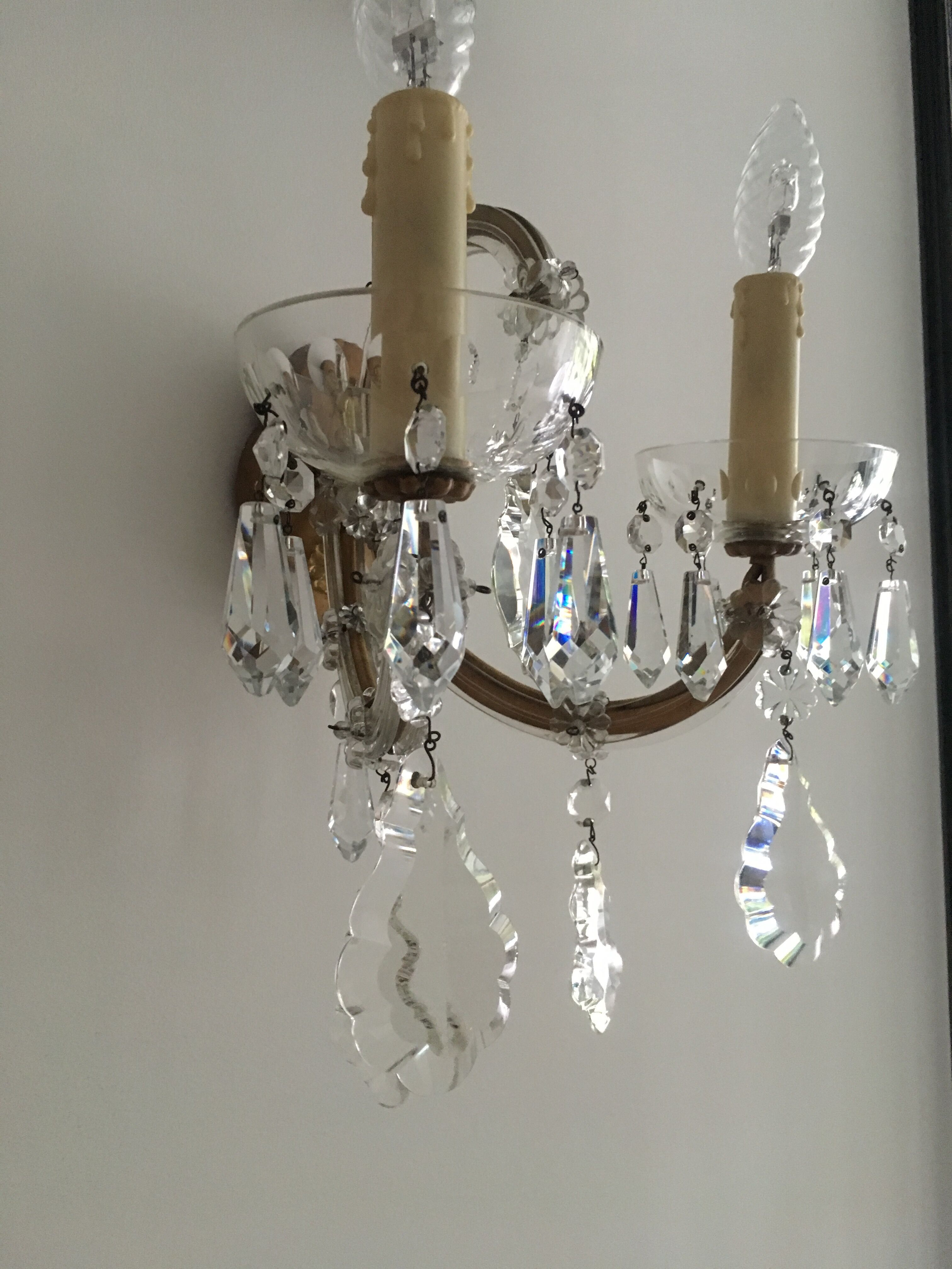 Two-arm crystal light wall light