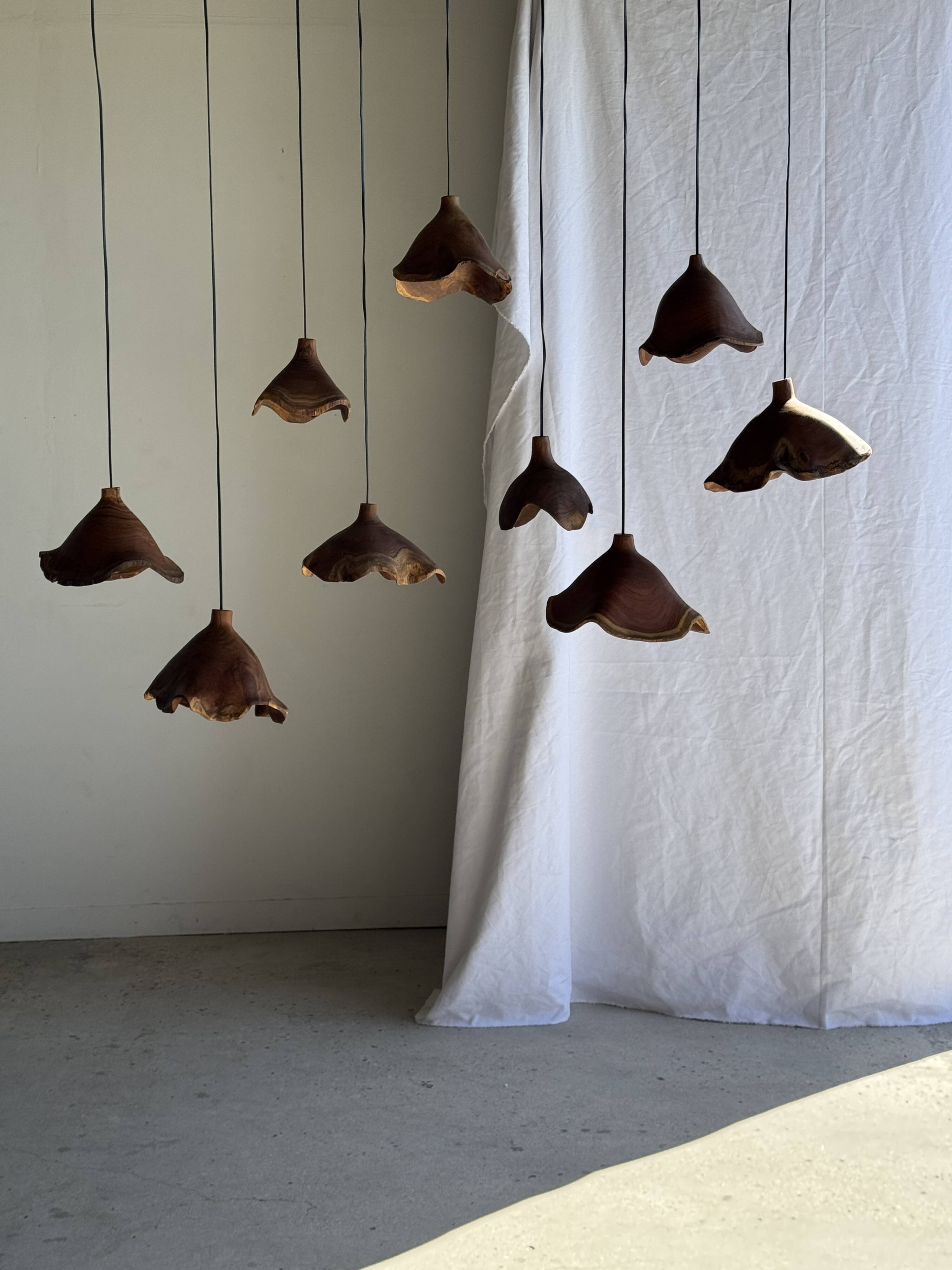 Small suspension in organic teak hat D30 H20