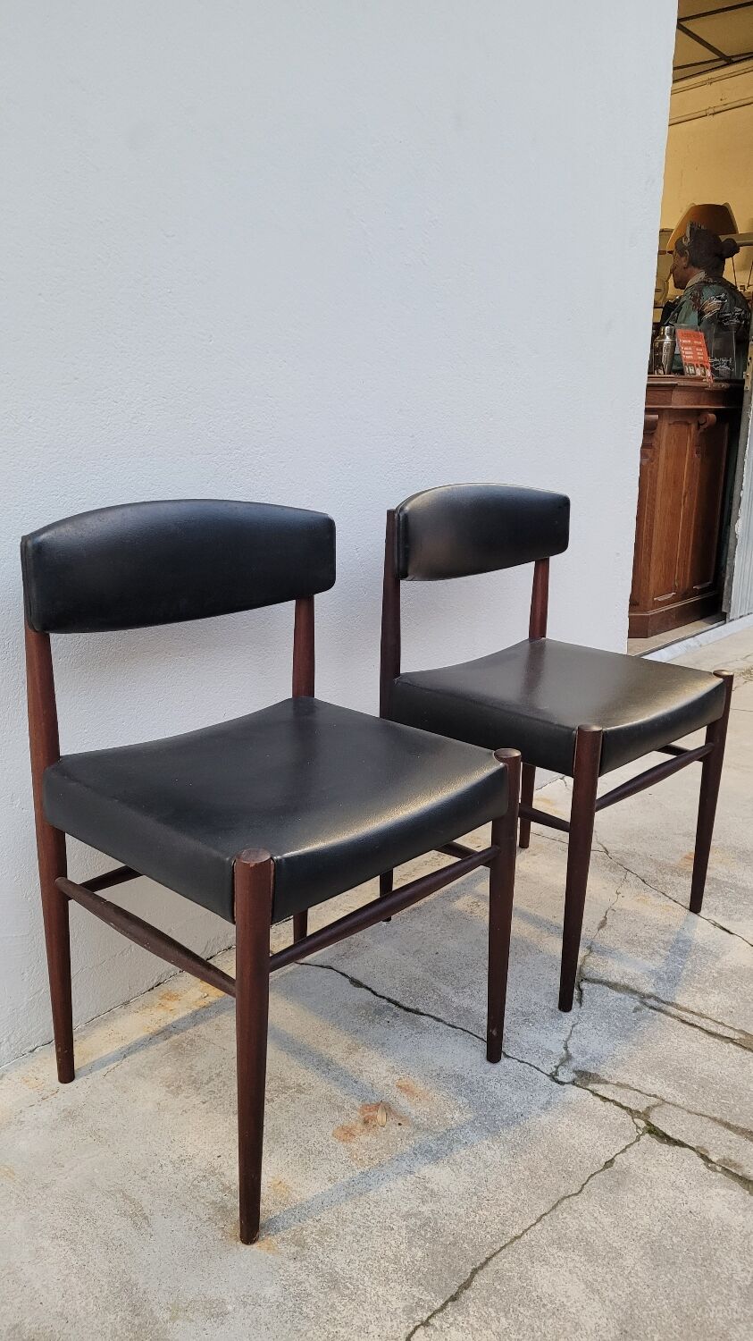 Pair of vintage teak Scandinavian chairs 1950