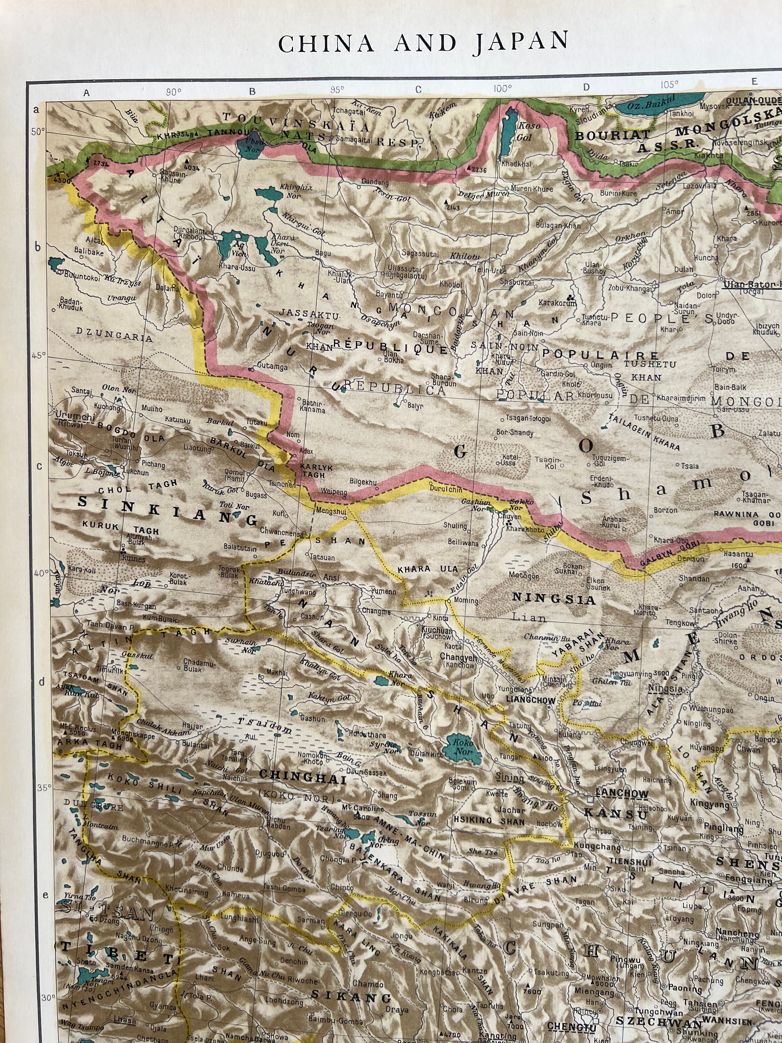Carte ancienne Chine et Japon — Routes commerciales & Géographie | Mer