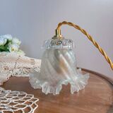 Frilly molded glass tulip walking lamp