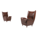 Pair of Italian Wingback Lounge armchairs Gio Ponti style, 1950's