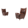 Pair of Italian Wingback Lounge armchairs Gio Ponti style, 1950's
