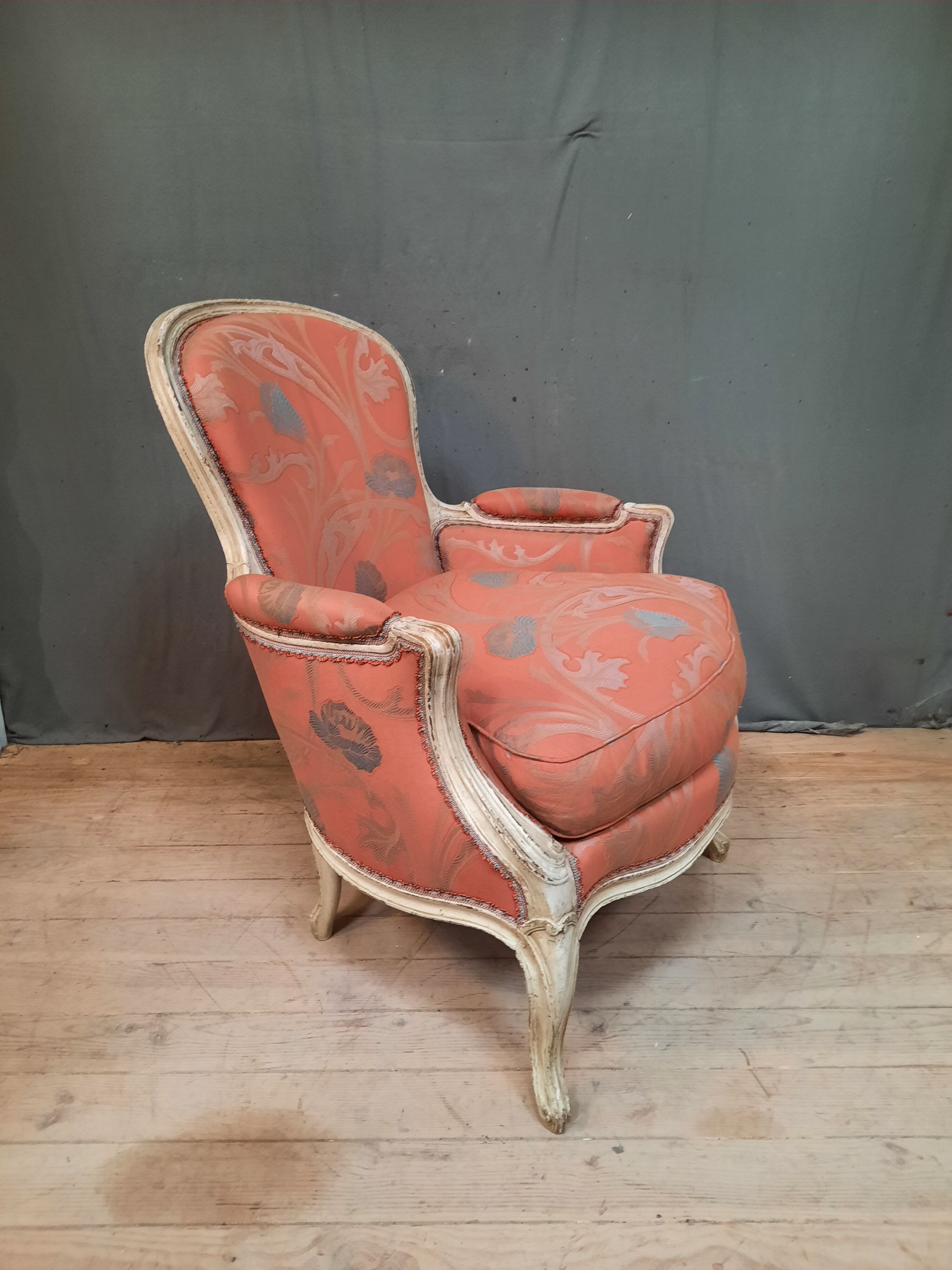 Bergere upholstered in Louis XV style