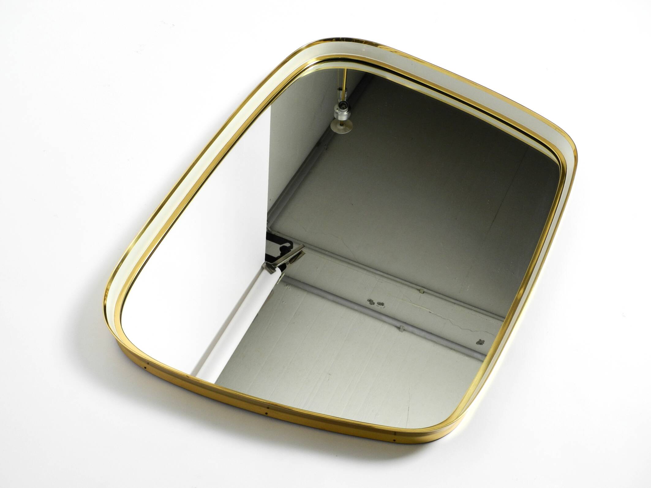 Huge Mid Century "Zier-Form" wall mirror with heavy brass frame with Label