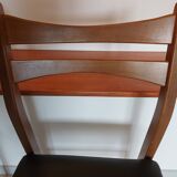 5 Scandinavian style chairs, wood and black faux leather.