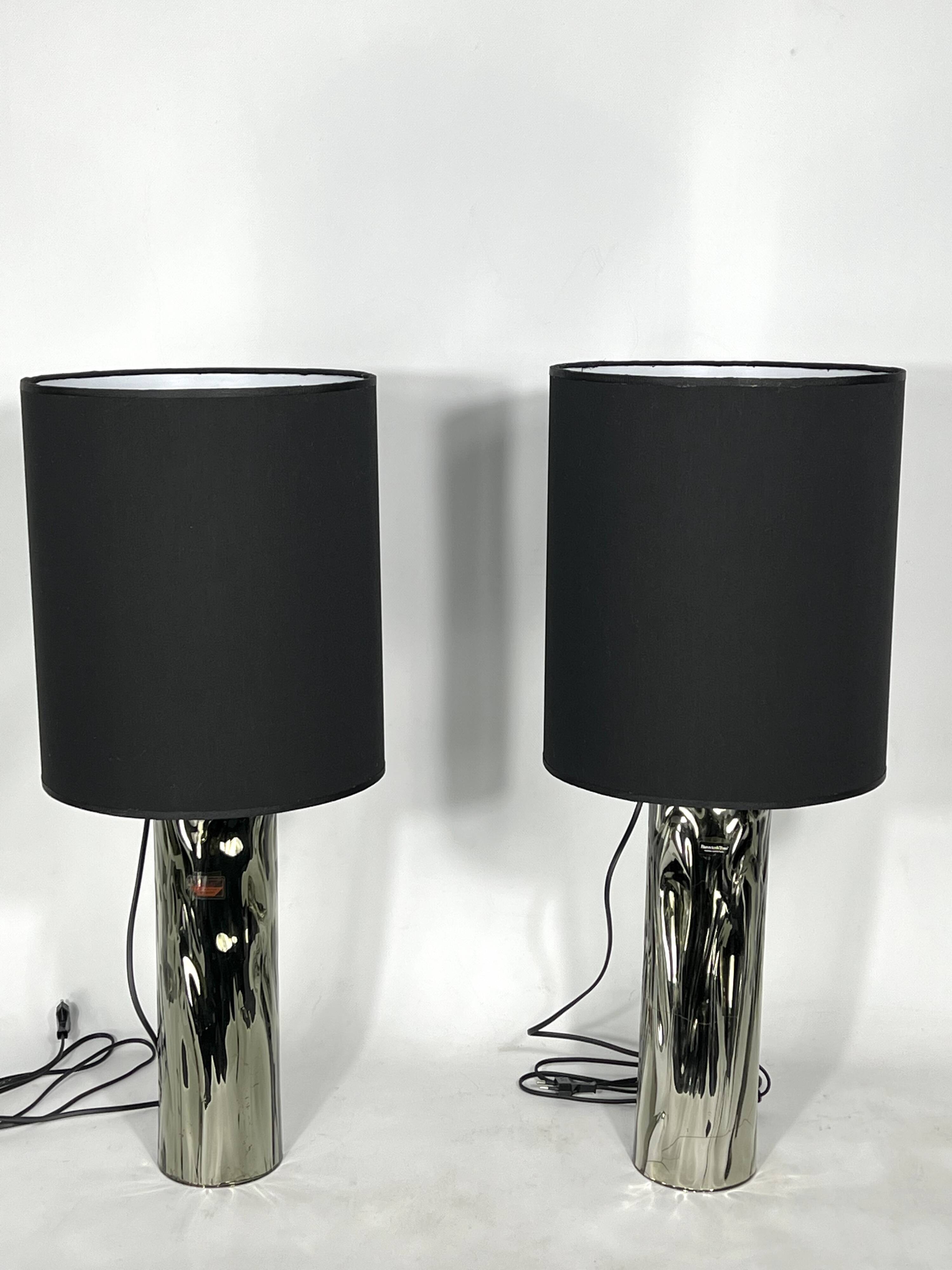 Barovier & Toso, pair of Murano glass table lamps from 70s. Labeled