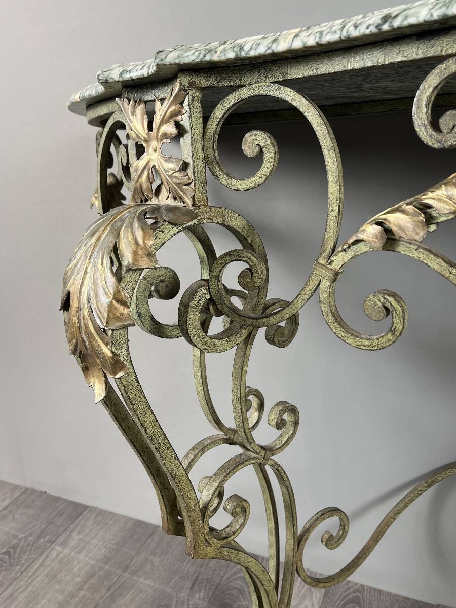 Wall console in wrought iron, 20th century