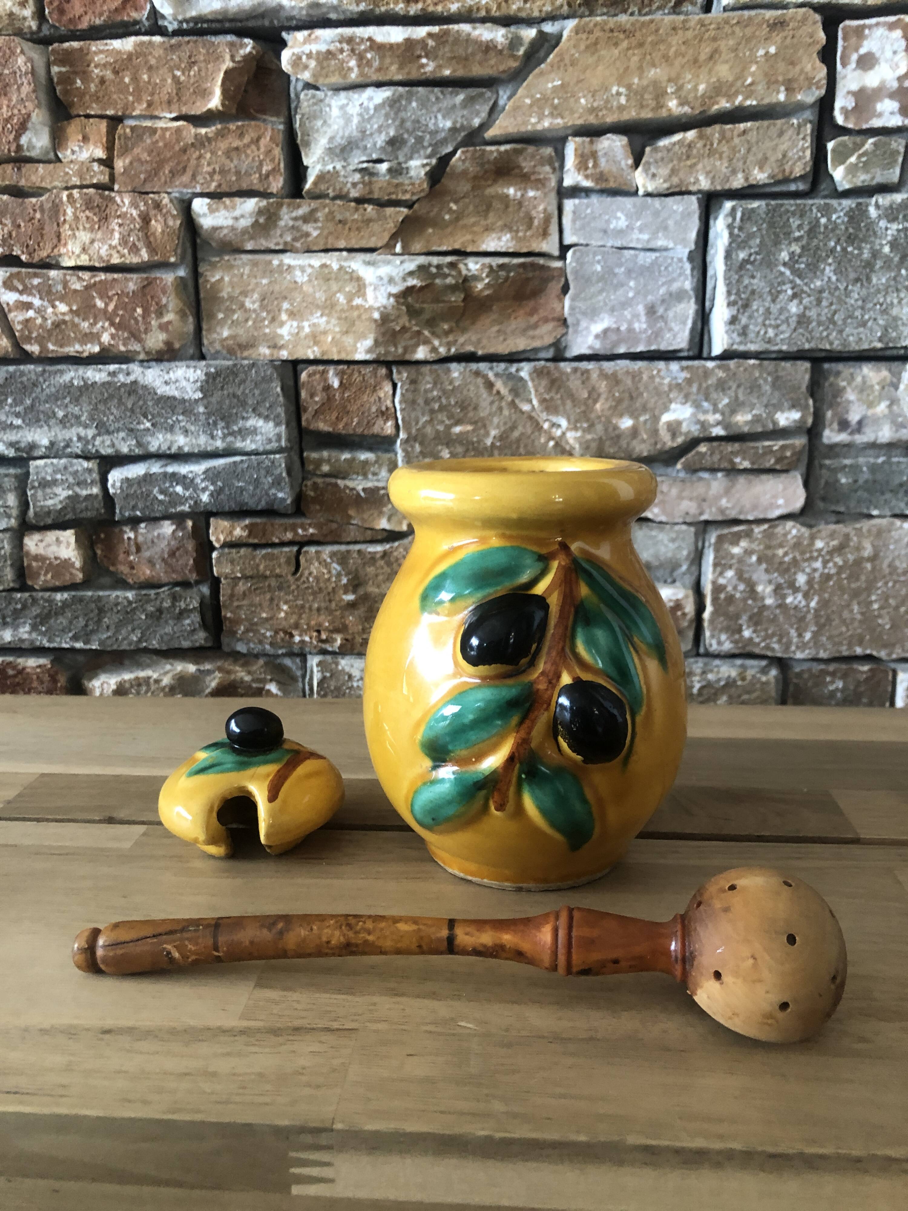 Olive pot with spoon Vallauris