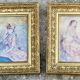 Old paintings Pair of romantic portraits of women - gilded frames
