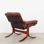 Fauteuil en cuir, design norvégien, années 1970, production : Norvège