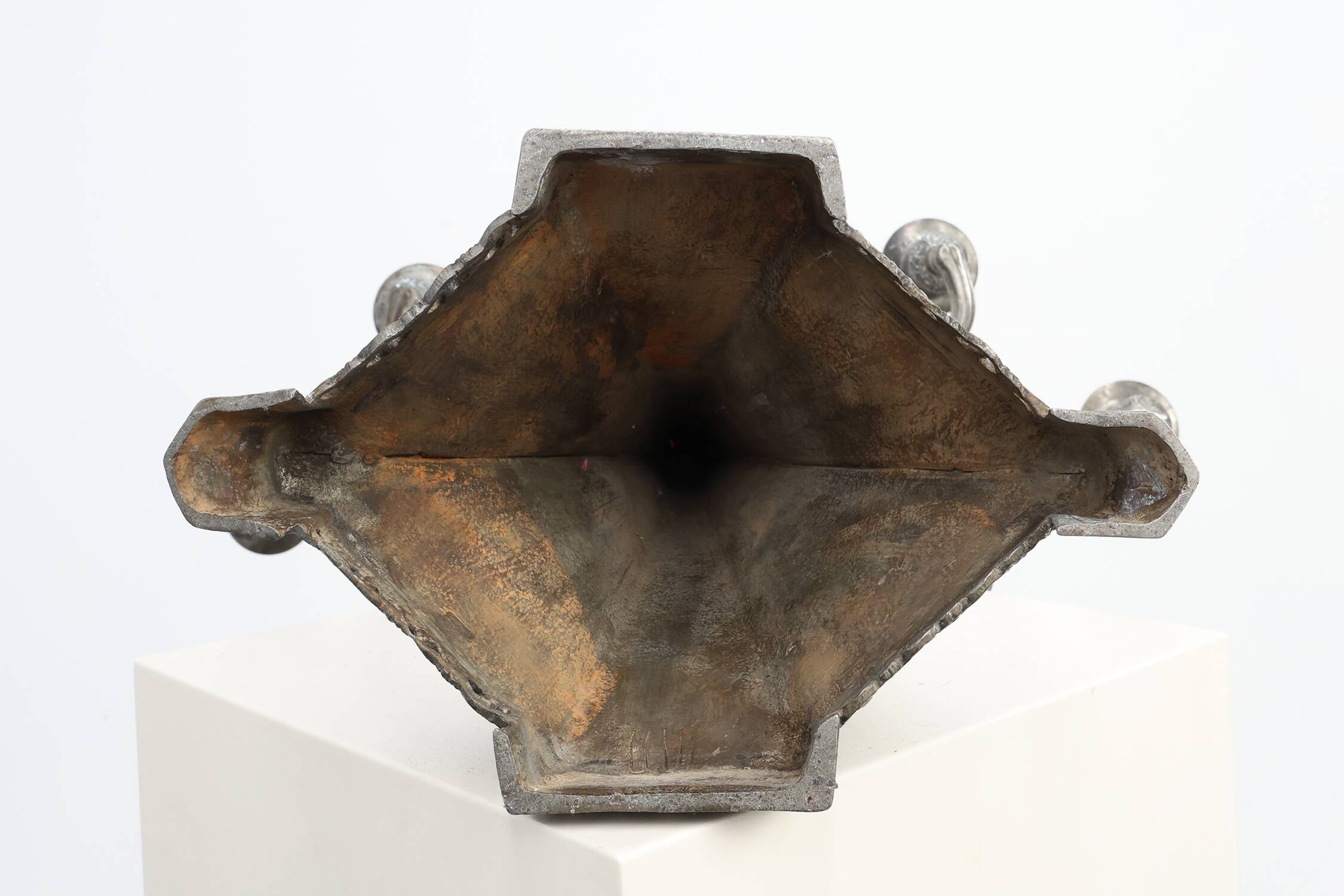 Art Nouveau tin candle holder by Achille Gamba, Italy ca. 1900