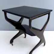 Vintage Black Ebonized Beech Serving Cart in the Style of Ico Parisi, Italy