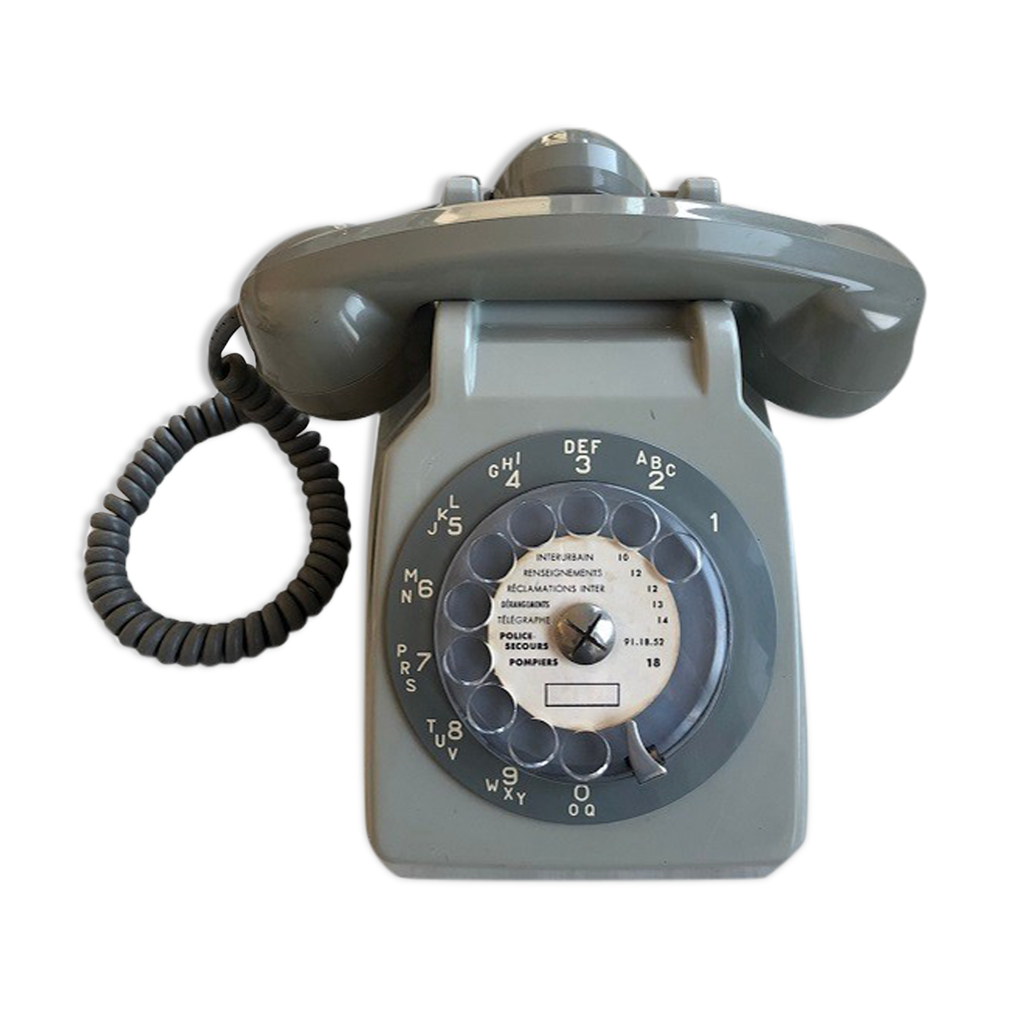 Téléphone Socotel S63 gris à cadran vintage 1970s