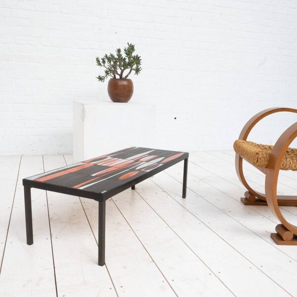 TABLE BASSE NAVETTE EN CÉRAMIQUE PAR ROGER CAPRON 1960