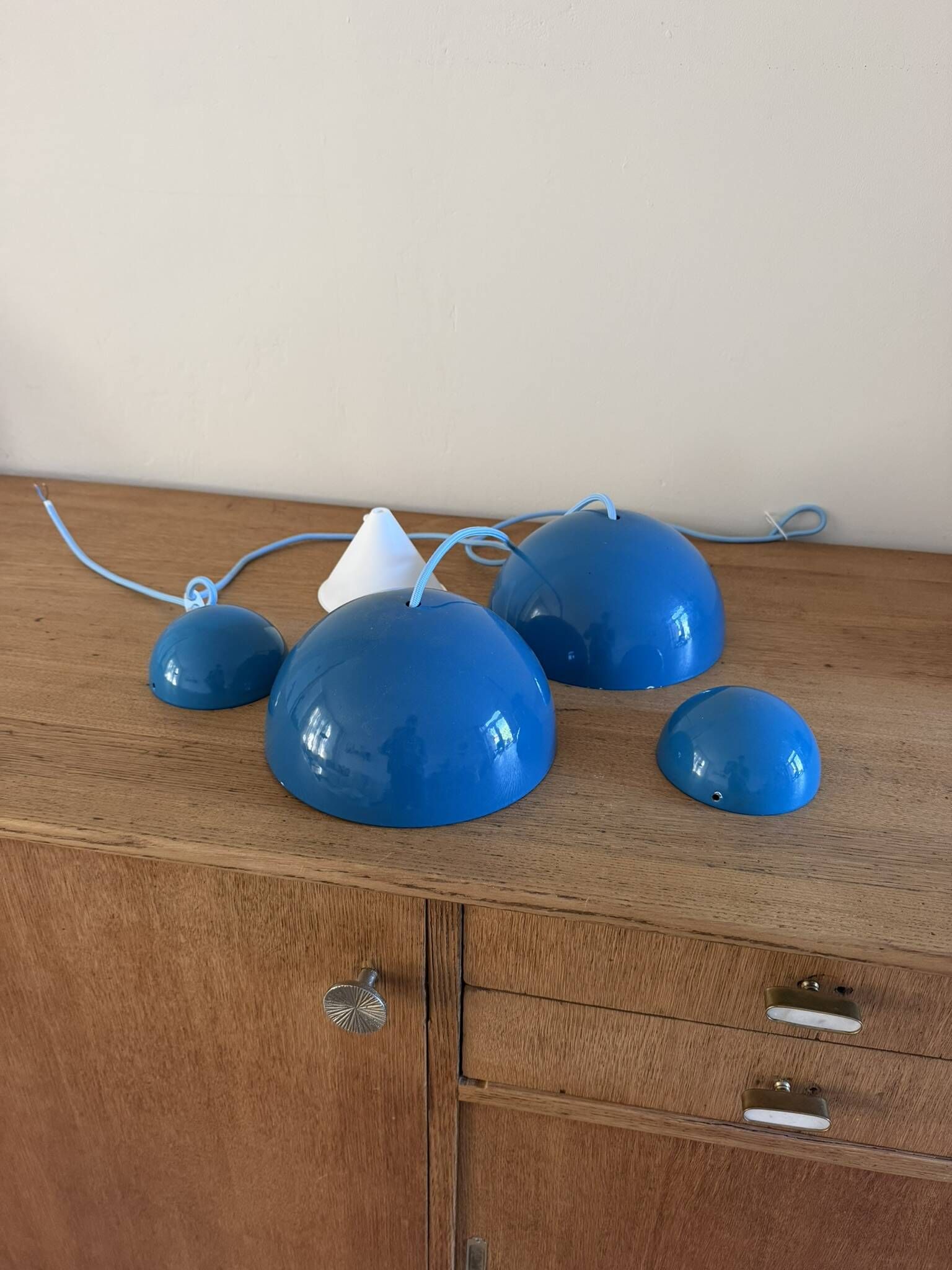 Vintage set of 2 Louis Poulsen Flowerpot - Verner Panton - Danish design lamps
