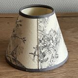 3 abats-jours en toile de Jouy grise et beige