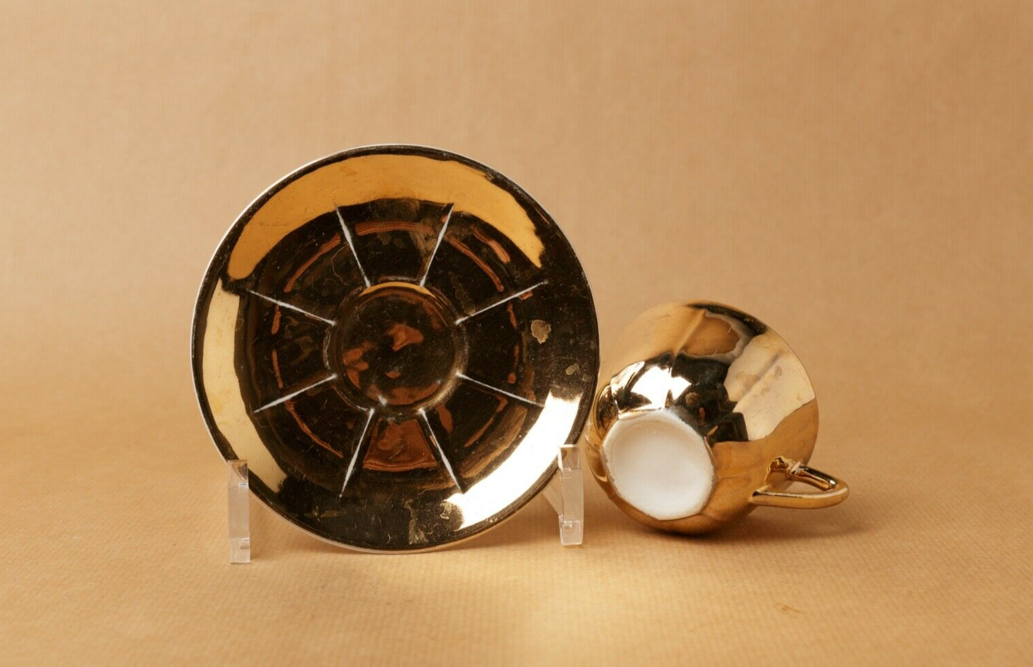 Lot 5 cups coffee porcelain gilded 1970 1980