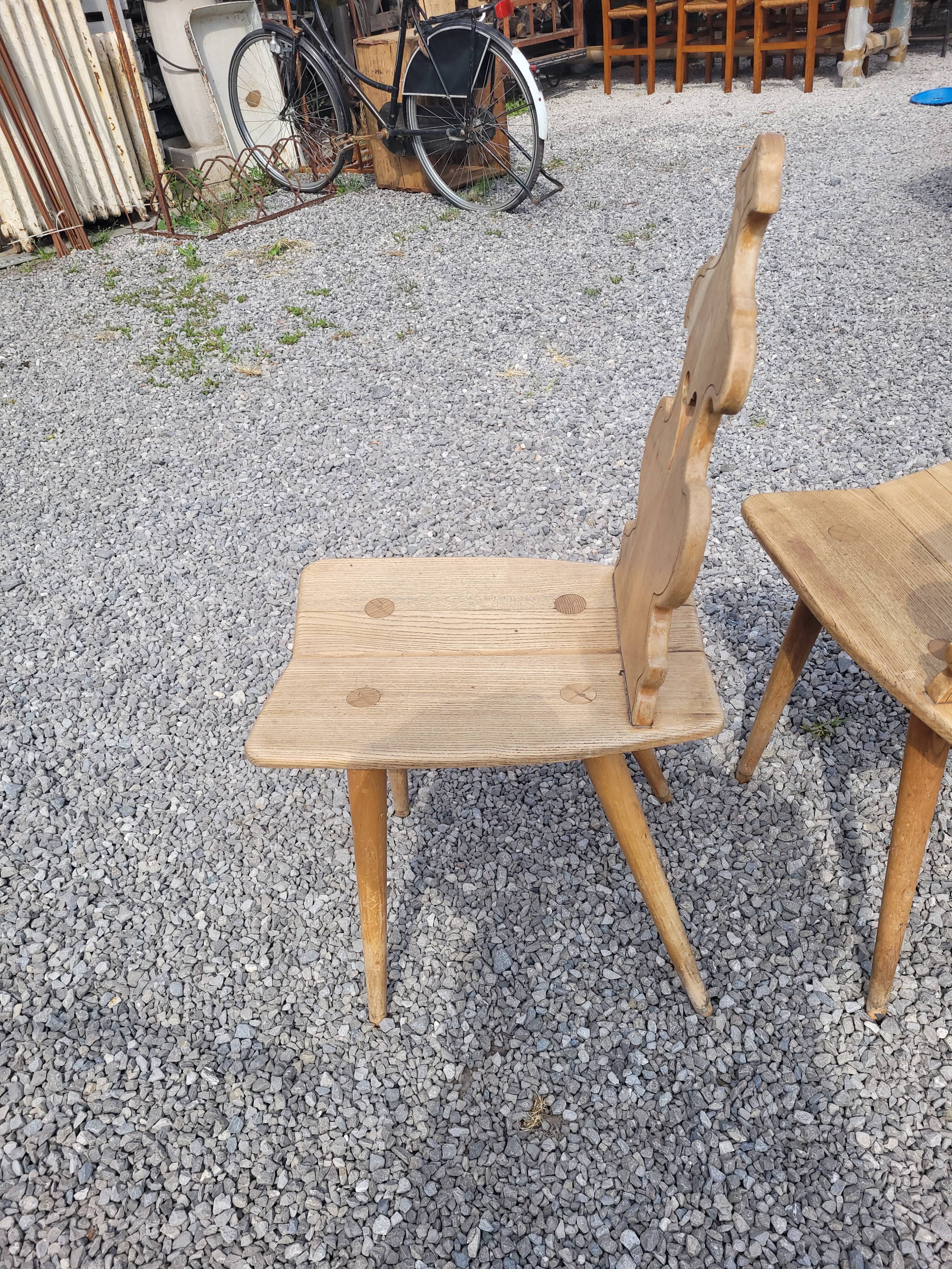 4 old Alsatian oak chairs