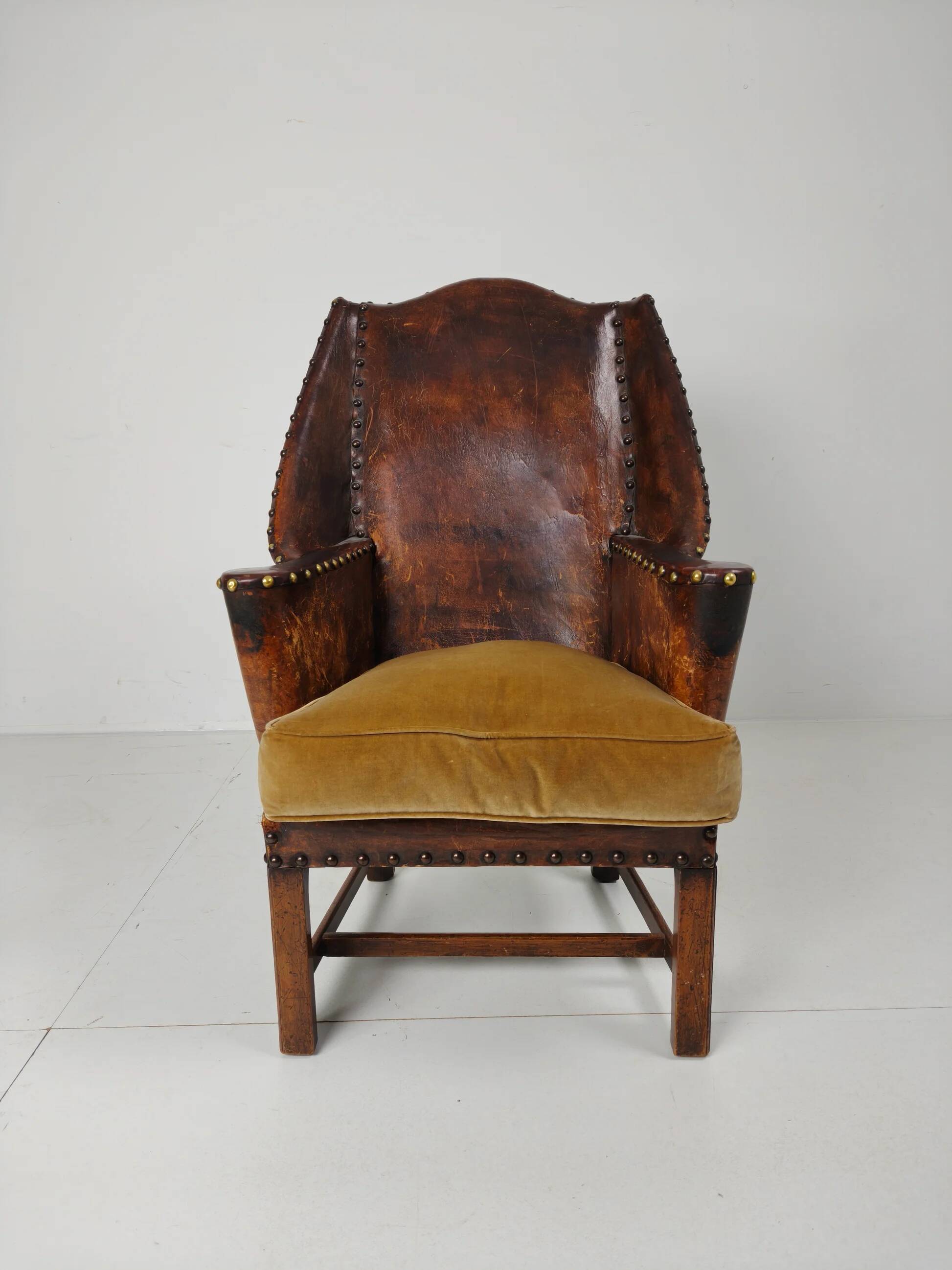 Antique leather armchair, England circa 1800