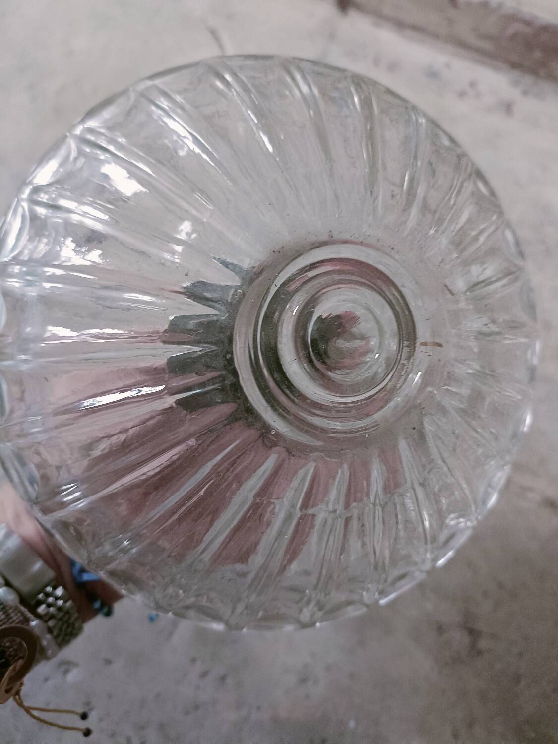Vintage molded glass pendant light