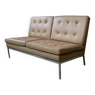 Florence Knoll leather two-seater mod. 65 for Knoll International
