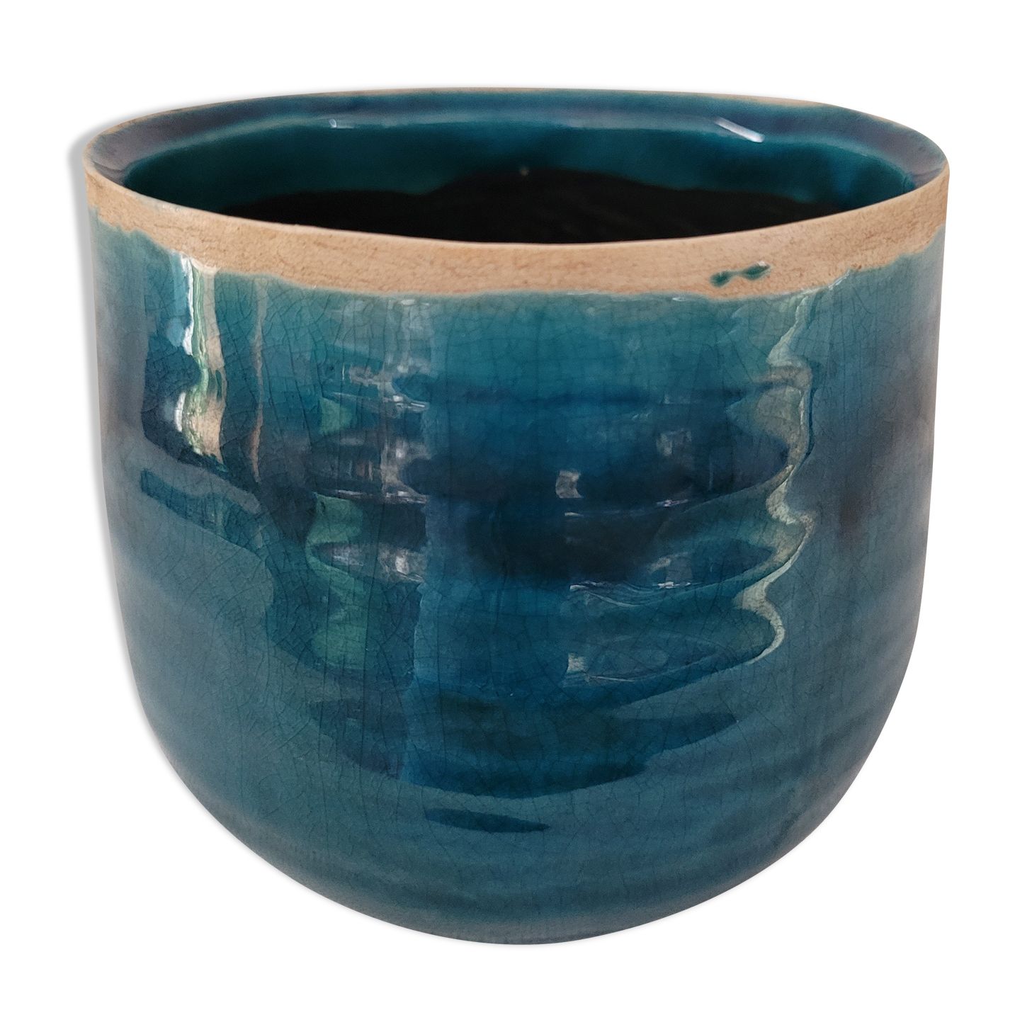 Artisanal cracked ceramic pot cover