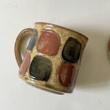 Set of 4 glazed ceramic coffee cups, circa 1970