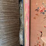 Paravent 4 panneaux japon XIXem, broderie soie oiseau