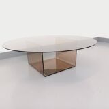 Vintage round glass and plexiglass coffee table, Space Age style, 70s