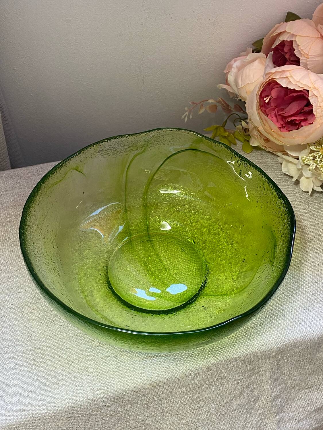 Saladier en verre vert