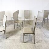 Set of 10 vintage leather dining chairs, 1980s
